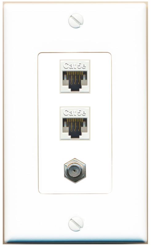 2 CAT5E COAX Wall Plate [White]