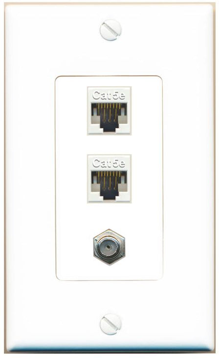 2 CAT5E COAX Wall Plate [White]