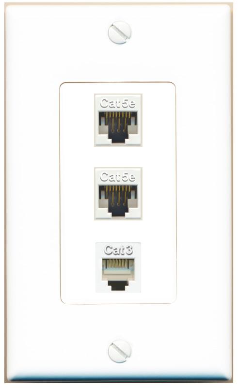 2 CAT5E PHONE Wall Plate [White]