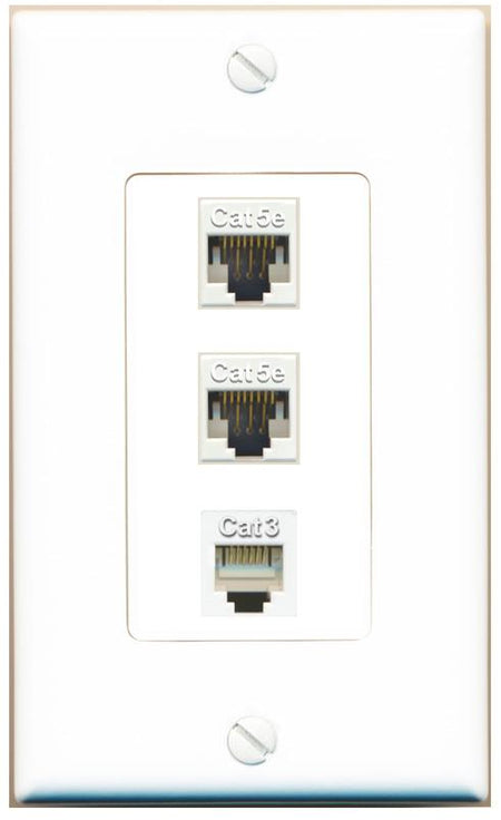 2 CAT5E PHONE Wall Plate [White]
