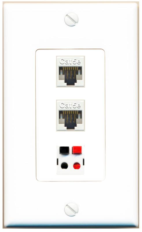2 CAT5E SPEAKER Wall Plate [White]