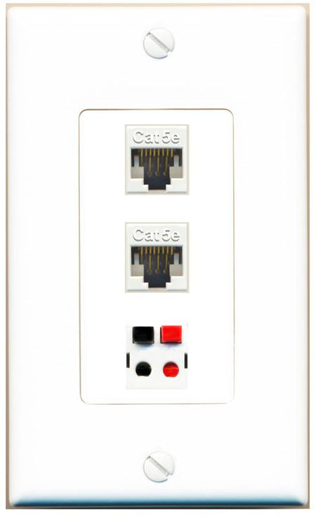 2 CAT5E SPEAKER Wall Plate [White]