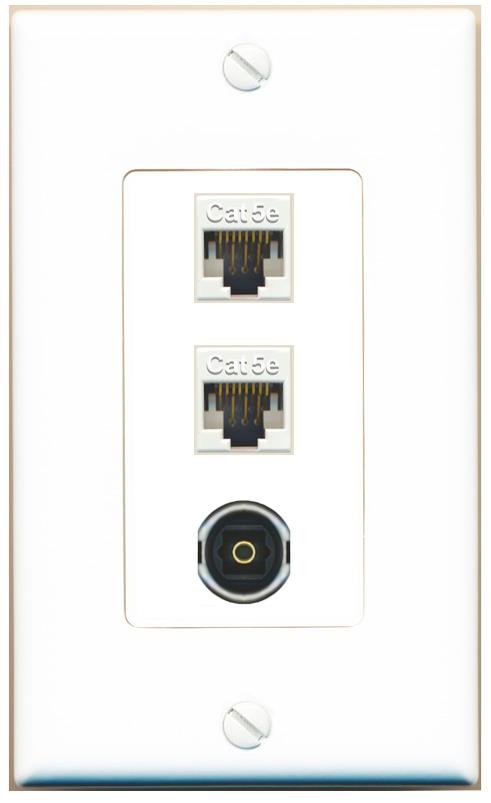 2 CAT5E TOSLINK Wall Plate [White]