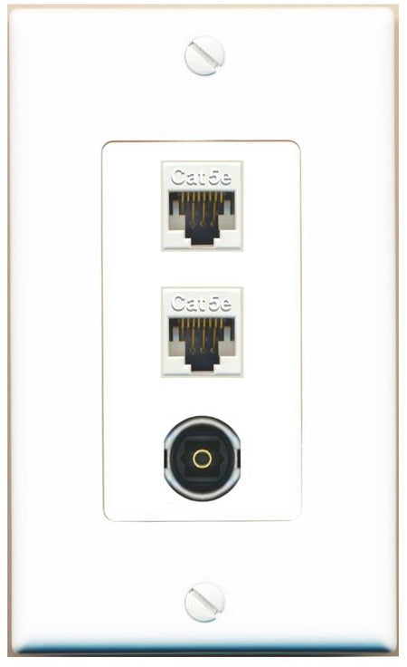 2 CAT5E TOSLINK Wall Plate [White]