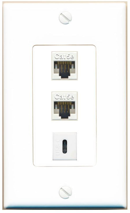 2 CAT5E USBC Wall Plate [White]
