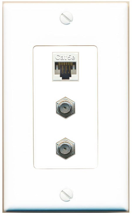 CAT5E 2 COAX Wall Plate [White]