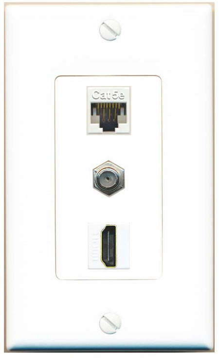 CAT5E COAX HDMI Wall Plate [White]