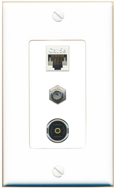 CAT5E COAX TOSLINK Wall Plate [White]