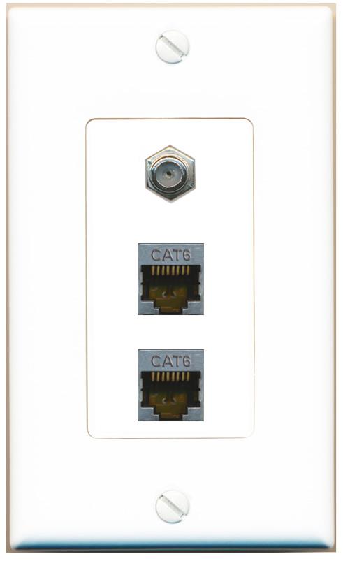 2 CAT6-SHIELDED COAX Wall Plate [White]