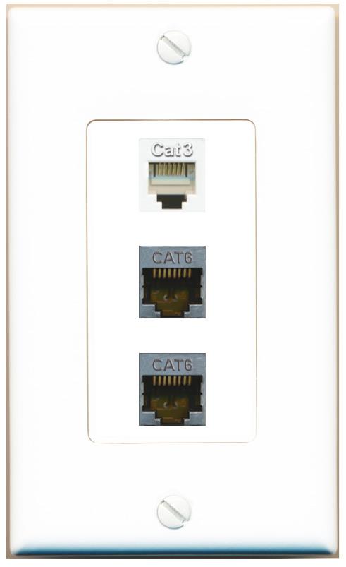 2 CAT6-SHIELDED PHONE Wall Plate [White]