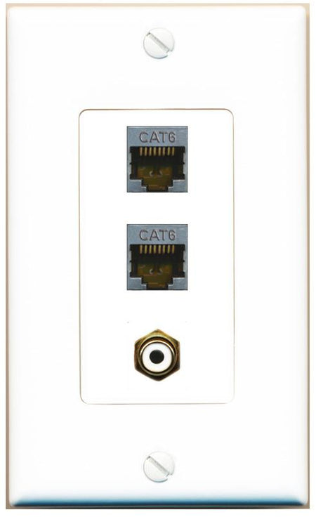 2 CAT6-SHIELDED RCA-WHITE Wall Plate [White]
