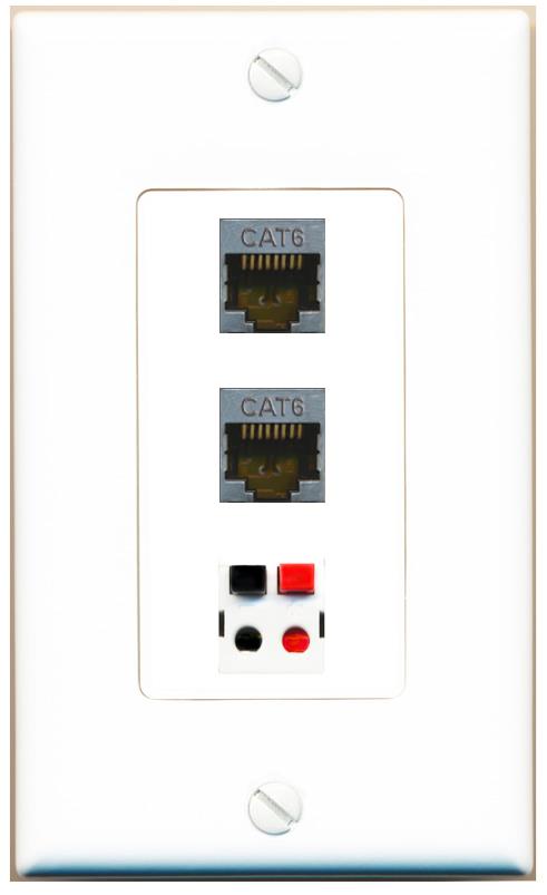 2 CAT6-SHIELDED SPEAKER Wall Plate [White]