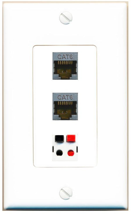 2 CAT6-SHIELDED SPEAKER Wall Plate [White]