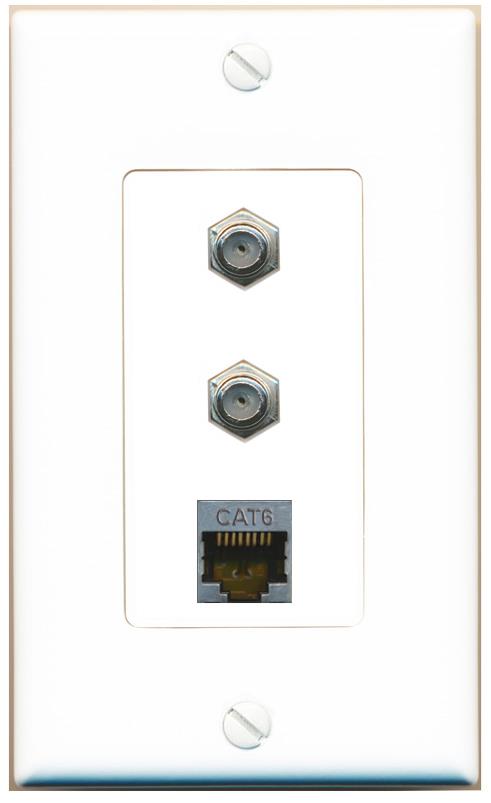 CAT6-SHIELDED 2 COAX Wall Plate [White]