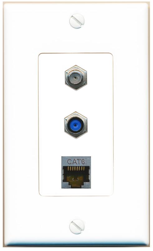 CAT6-SHIELDED COAX F81 Wall Plate [White]