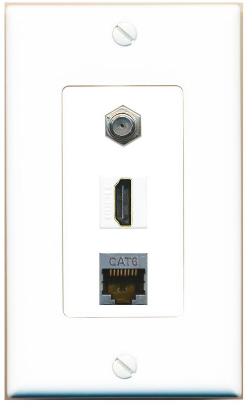 CAT6-SHIELDED COAX HDMI Wall Plate [White]