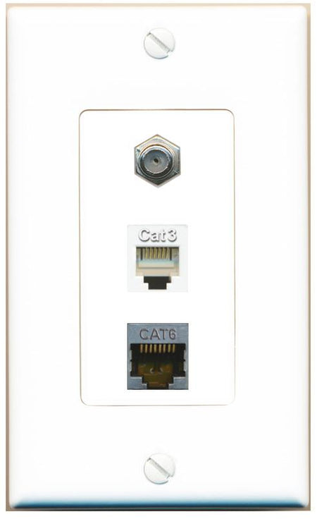 CAT6-SHIELDED COAX PHONE Wall Plate [White]