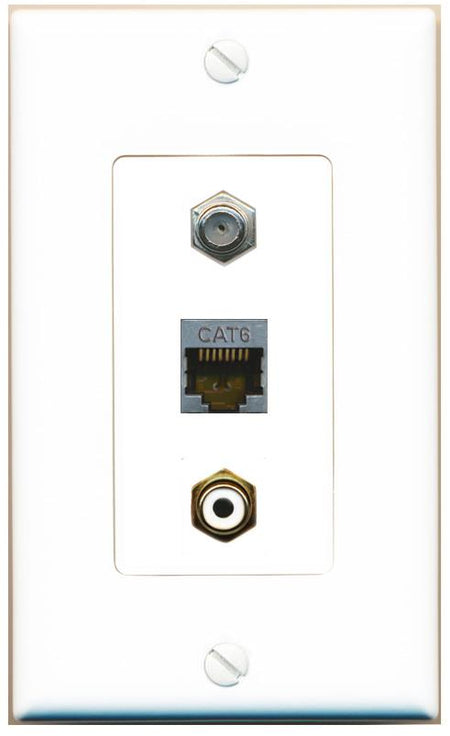 CAT6-SHIELDED COAX RCA-WHITE Wall Plate [White]