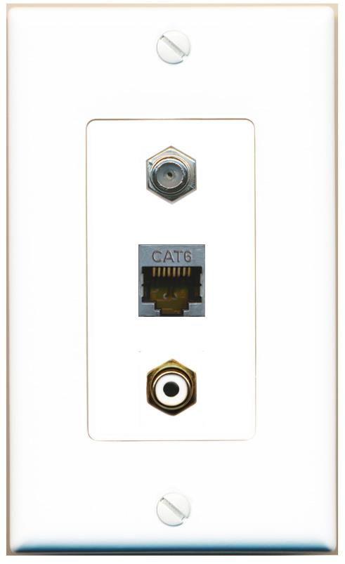 CAT6-SHIELDED COAX RCA-WHITE Wall Plate [White]