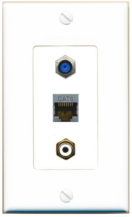 CAT6-SHIELDED F81 RCA-WHITE Wall Plate [White]