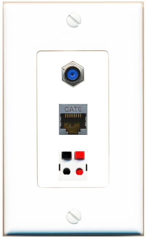 CAT6-SHIELDED F81 SPEAKER Wall Plate [White]