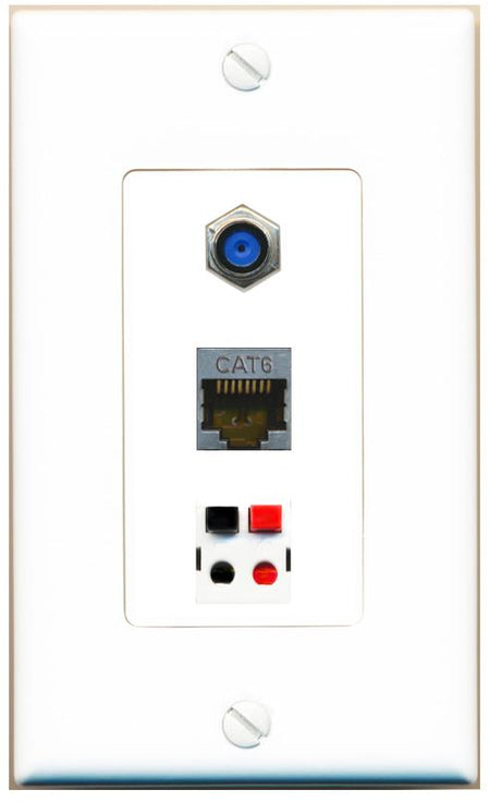 CAT6-SHIELDED F81 SPEAKER Wall Plate [White]