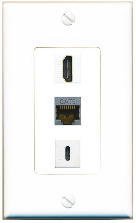 CAT6-SHIELDED HDMI USBC Wall Plate [White]