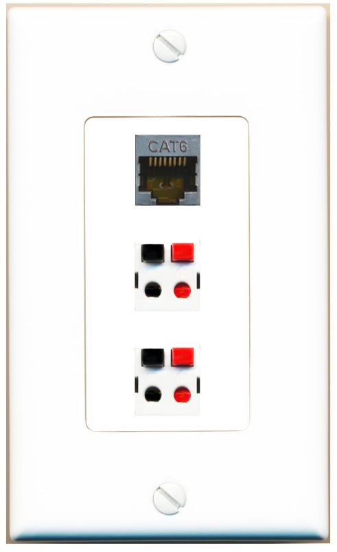 CAT6-SHIELDED 2 SPEAKER Wall Plate [White]
