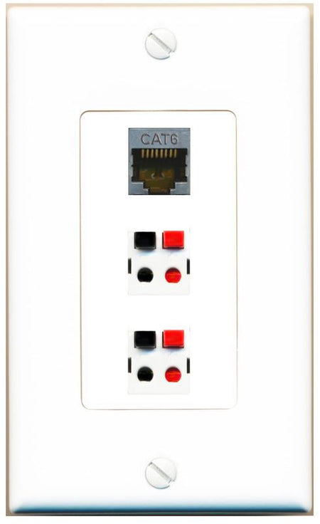 CAT6-SHIELDED 2 SPEAKER Wall Plate [White]