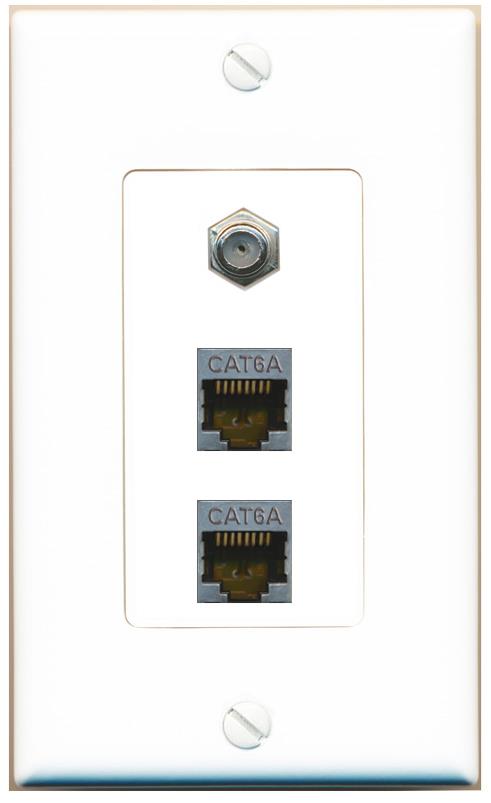 2 CAT6A COAX Wall Plate [White]