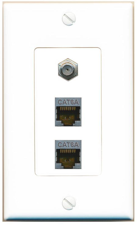 2 CAT6A COAX Wall Plate [White]
