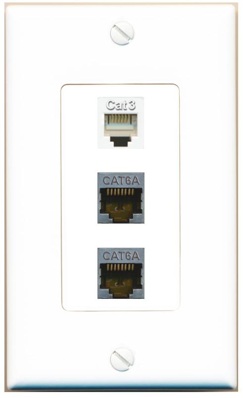 2 CAT6A PHONE Wall Plate [White]