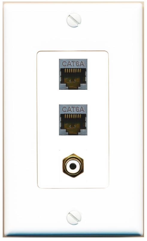 2 CAT6A RCA-WHITE Wall Plate [White]