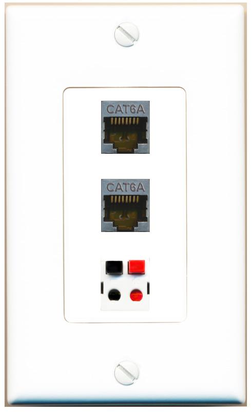 2 CAT6A SPEAKER Wall Plate [White]