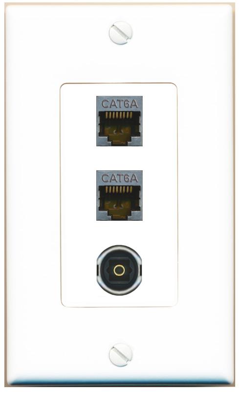 2 CAT6A TOSLINK Wall Plate [White]
