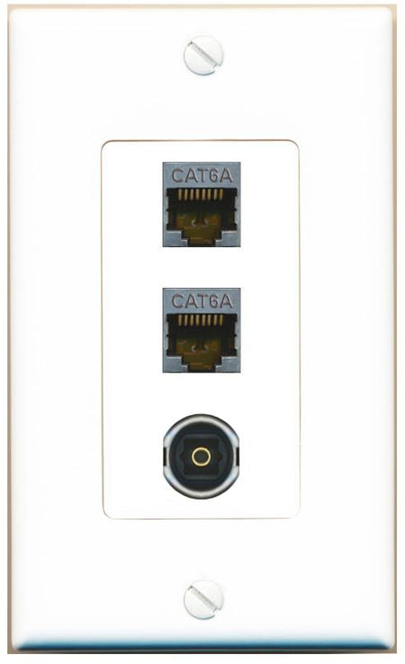 2 CAT6A TOSLINK Wall Plate [White]