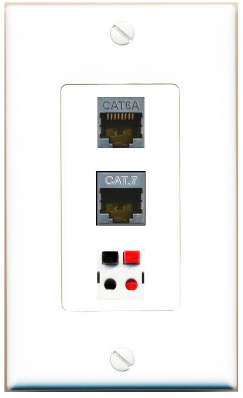 CAT6A CAT7 SPEAKER Wall Plate [White]