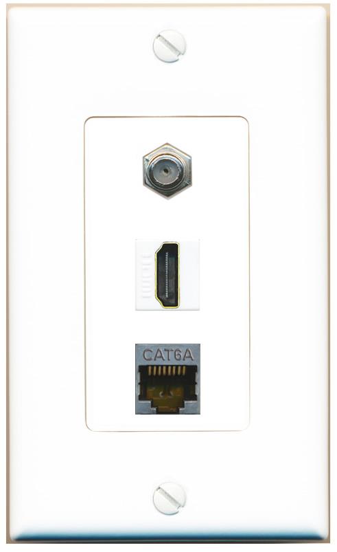 CAT6A COAX HDMI Wall Plate [White]