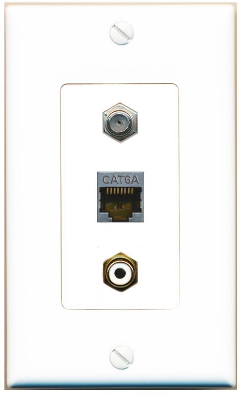 CAT6A COAX RCA-WHITE Wall Plate [White]