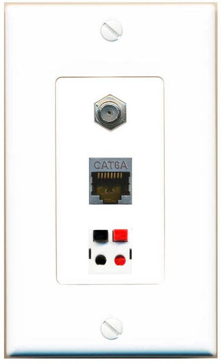 CAT6A COAX SPEAKER Wall Plate [White]