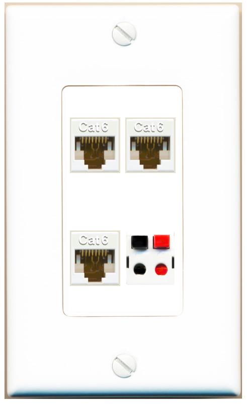 RiteAV 3 CAT6 SPEAKER Wall Plate [White]