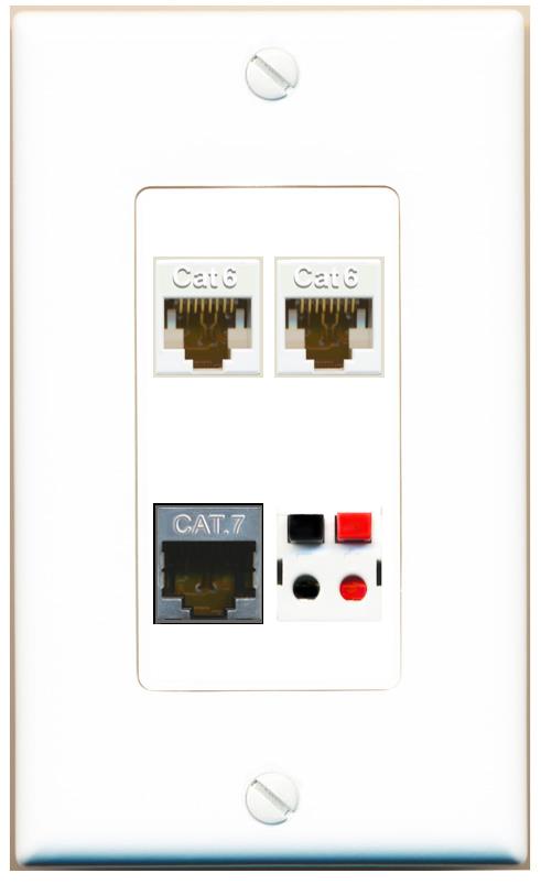 RiteAV 2 CAT6 CAT7 SPEAKER Wall Plate [White]