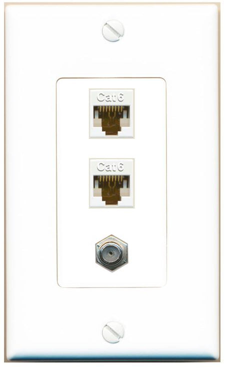 2 CAT6 COAX Wall Plate [White]