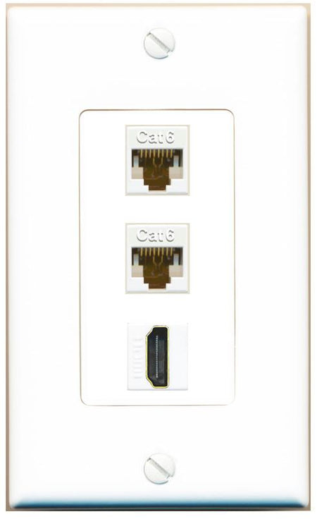 2 CAT6 HDMI Wall Plate [White]