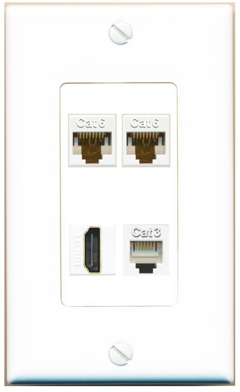 RiteAV 2 CAT6 HDMI PHONE Wall Plate [White]