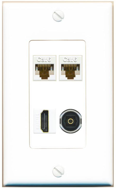 RiteAV 2 CAT6 HDMI TOSLINK Wall Plate [White]