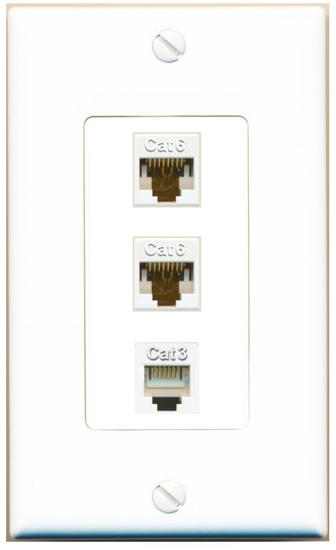 2 CAT6 PHONE Wall Plate [White]