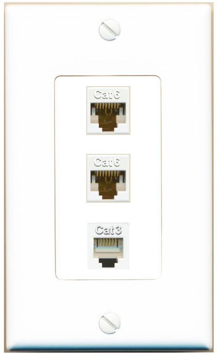 2 CAT6 PHONE Wall Plate [White]