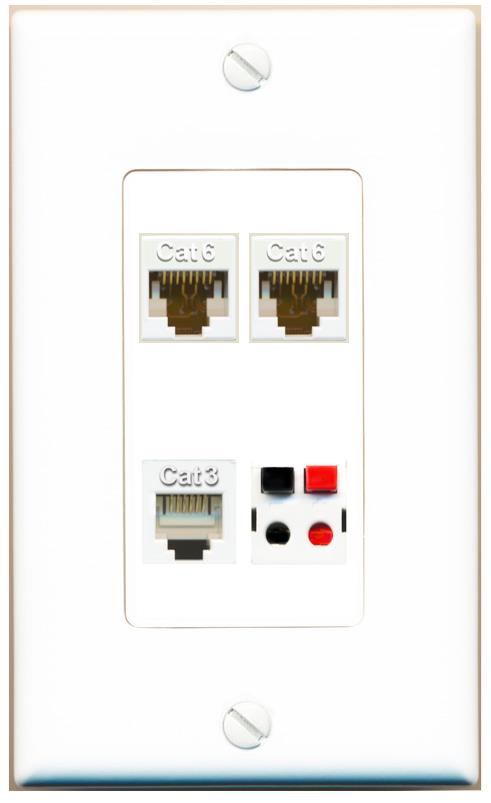 RiteAV 2 CAT6 PHONE SPEAKER Wall Plate [White]