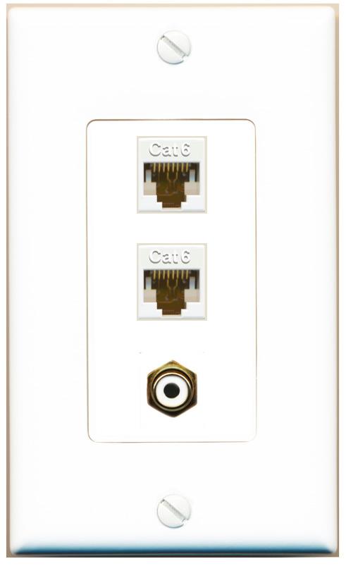 2 CAT6 RCA-WHITE Wall Plate [White]